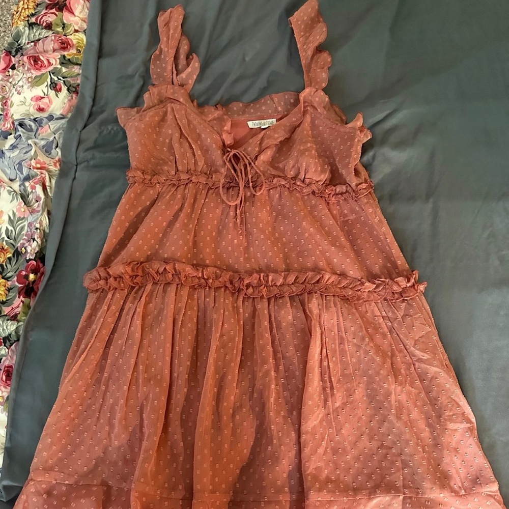 PATRONS OF PEACE ORANGE LACE DRESS SIZE MEDIUM **USED** IN GOOD CONDITION